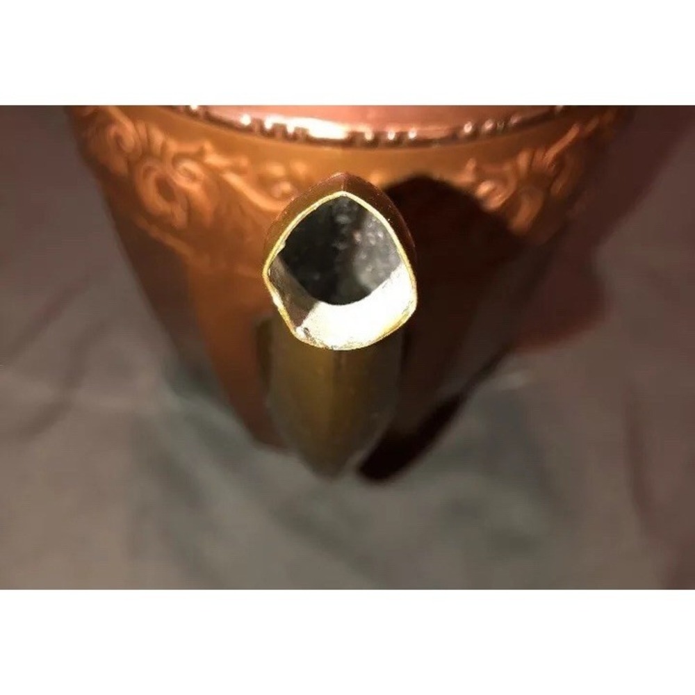 Antique GUST ERIKSSONE‎ ESKILSTUNA Sweden Copper Brass Lid Tea Coffee Pot 8.5" - Picture 6 of 6
